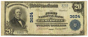Farmersville, TX - $20 1902 Plain Back Fr. 653 The First NB Ch. # 3624